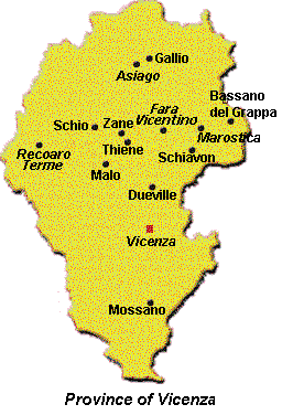 Map of the Province of Vicenza